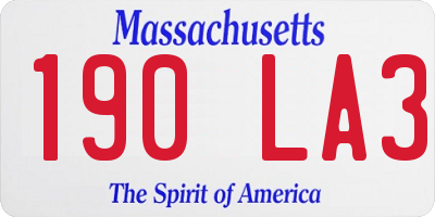 MA license plate 190LA3