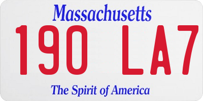 MA license plate 190LA7