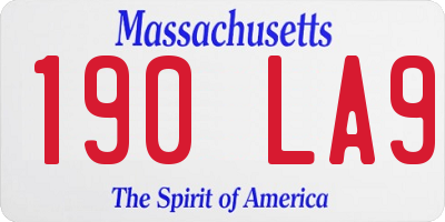 MA license plate 190LA9