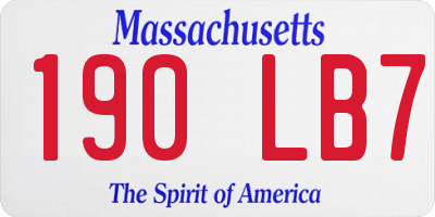 MA license plate 190LB7