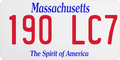 MA license plate 190LC7