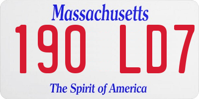 MA license plate 190LD7