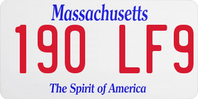 MA license plate 190LF9