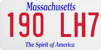 MA license plate 190LH7