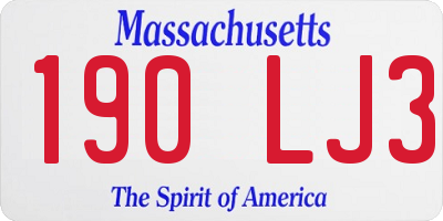 MA license plate 190LJ3