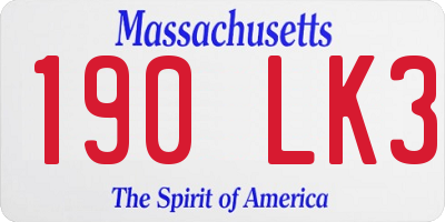 MA license plate 190LK3