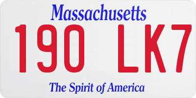 MA license plate 190LK7