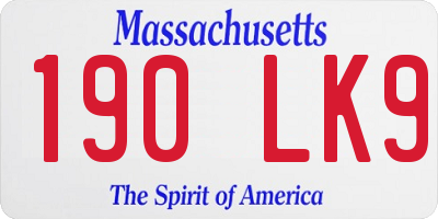 MA license plate 190LK9