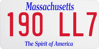 MA license plate 190LL7