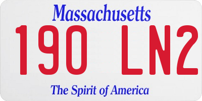 MA license plate 190LN2