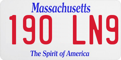MA license plate 190LN9