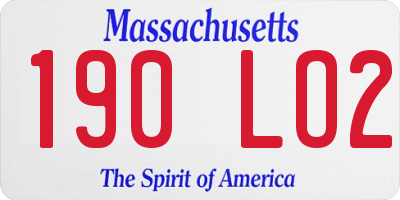 MA license plate 190LO2