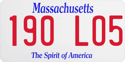 MA license plate 190LO5
