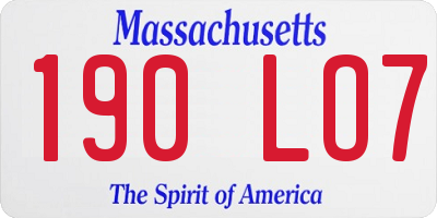 MA license plate 190LO7
