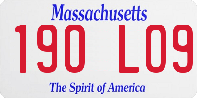 MA license plate 190LO9