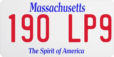 MA license plate 190LP9