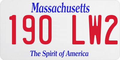 MA license plate 190LW2