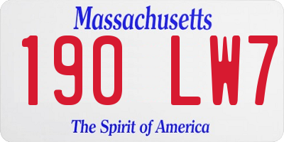 MA license plate 190LW7