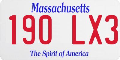 MA license plate 190LX3