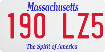 MA license plate 190LZ5