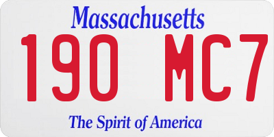 MA license plate 190MC7