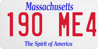 MA license plate 190ME4