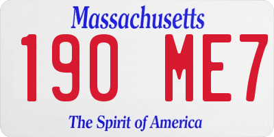 MA license plate 190ME7