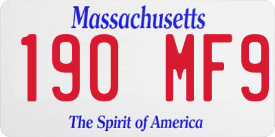 MA license plate 190MF9