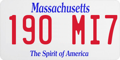 MA license plate 190MI7