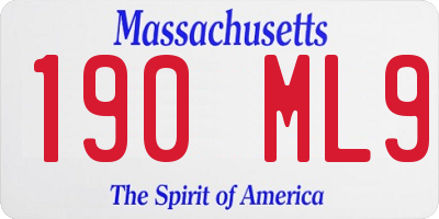 MA license plate 190ML9