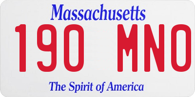 MA license plate 190MN0