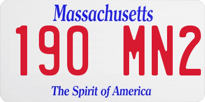 MA license plate 190MN2