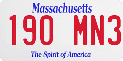 MA license plate 190MN3