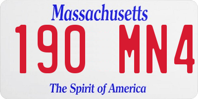 MA license plate 190MN4