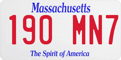 MA license plate 190MN7