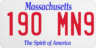 MA license plate 190MN9