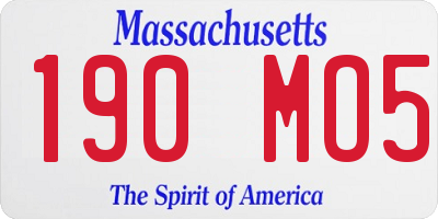 MA license plate 190MO5