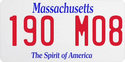 MA license plate 190MO8