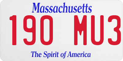 MA license plate 190MU3