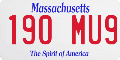 MA license plate 190MU9