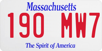 MA license plate 190MW7