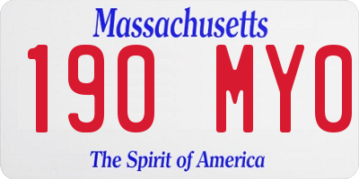 MA license plate 190MY0