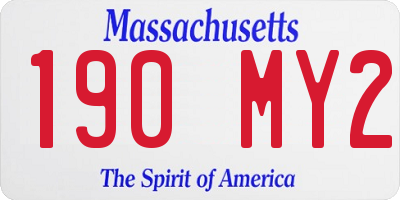 MA license plate 190MY2