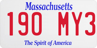 MA license plate 190MY3