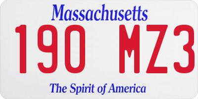 MA license plate 190MZ3