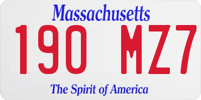 MA license plate 190MZ7