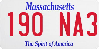 MA license plate 190NA3