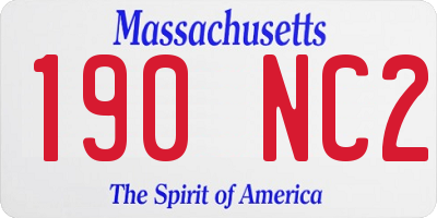 MA license plate 190NC2