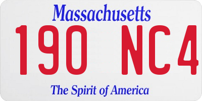 MA license plate 190NC4