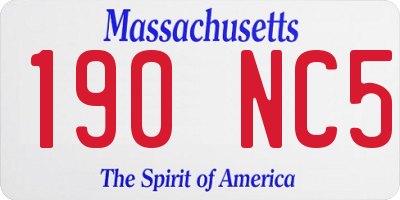 MA license plate 190NC5